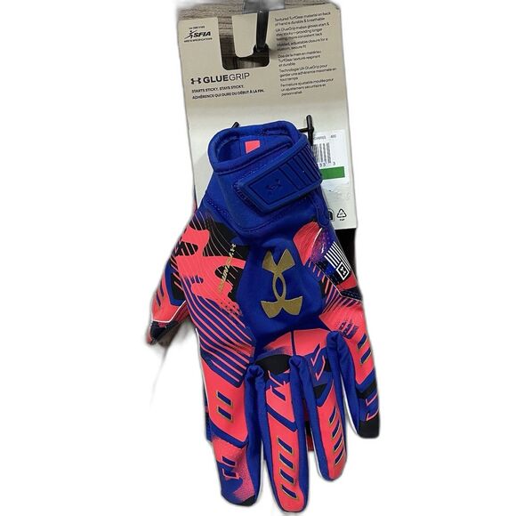 Under Armour F9 Nitro Gluegrip LIMITED EDITION Men’s Large Football Gloves Blue - Picture 5 of 5